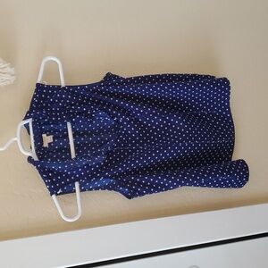 J. Crew Navy and White Polka Dot Blouse